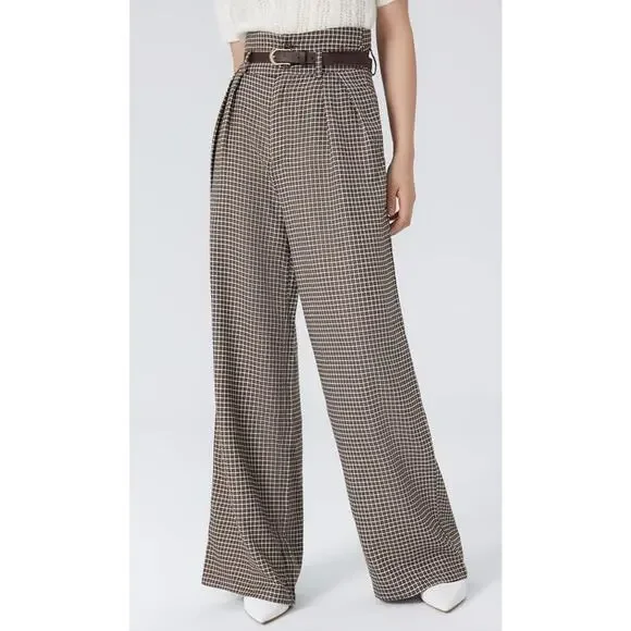CIDER Preppy Houndstooth High Waist Wide Leg Trousers Size XL - Picture 3 of 12